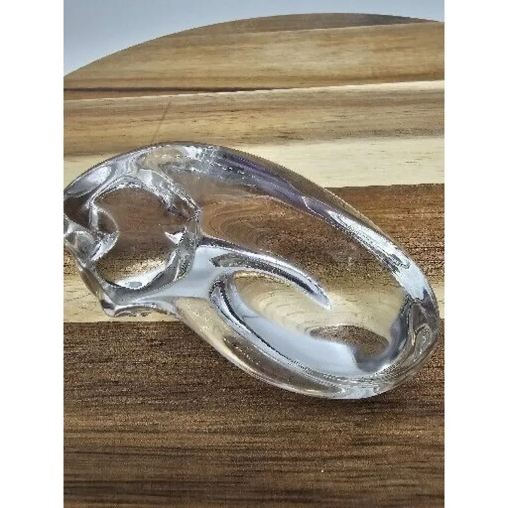 Val St.‎ Lambert France Crystal Cat Figurine Signed By De Sousa Sleeping Kitty